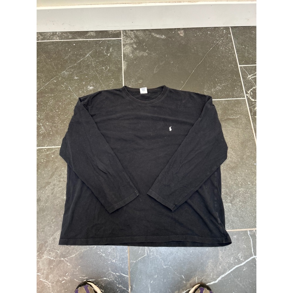Polo Ralph Lauren Mens XL Long Sleeve T-Shirt Black Cotton Crewneck Pony Logo